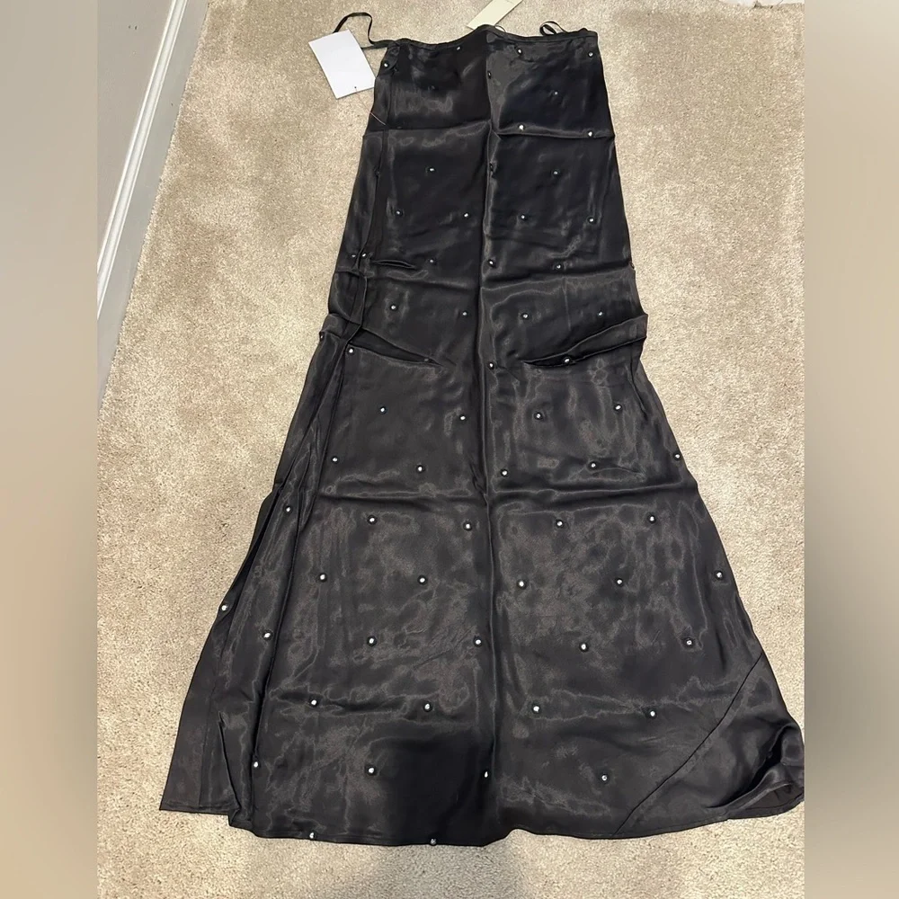 NEVER FULLY DRESSED black Bella Mirror Maxi Skirt 6 NWT